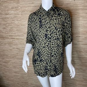 Zara olive leopard print blouse